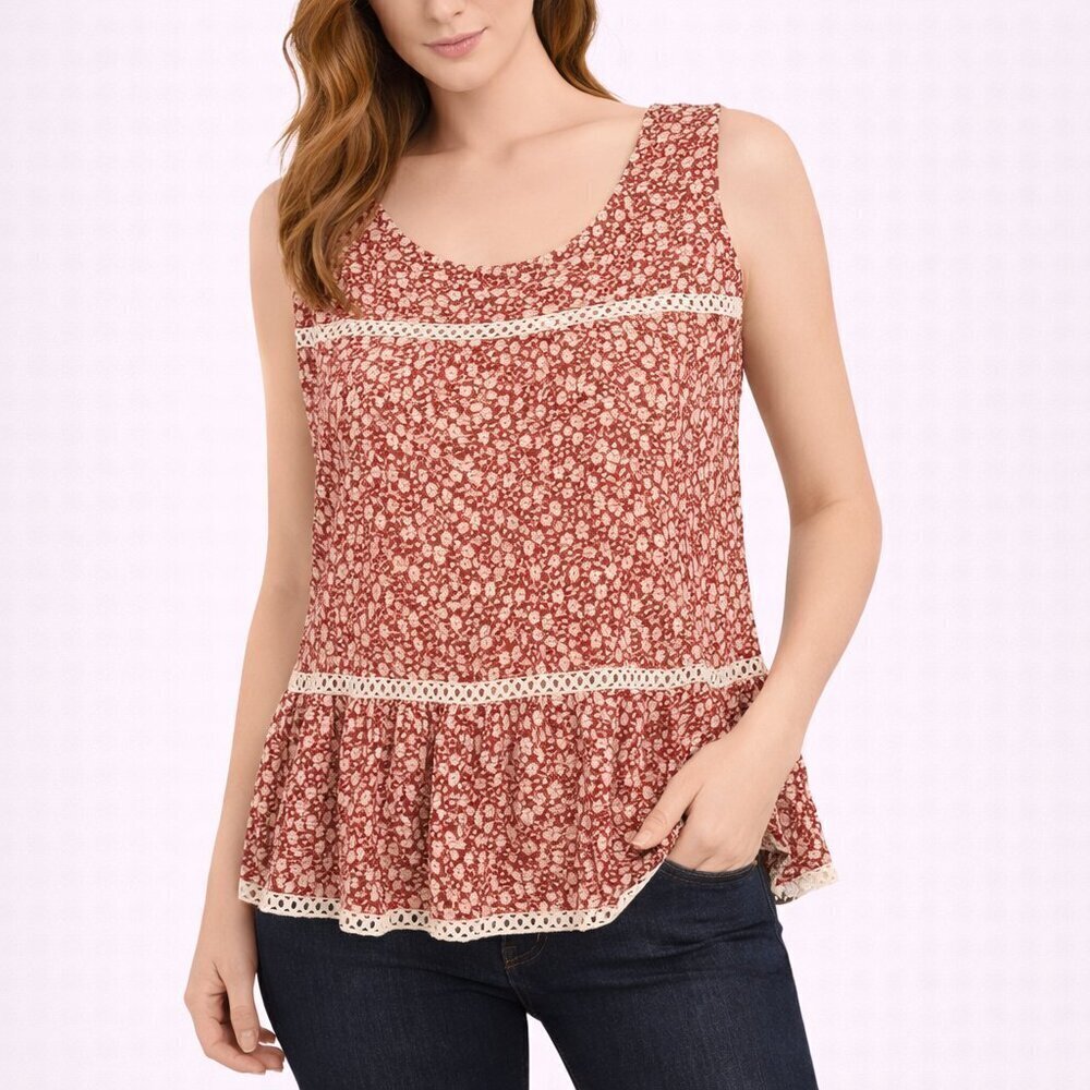 Anthropologie Maeve Quinn Floral Lace Peplum Top S